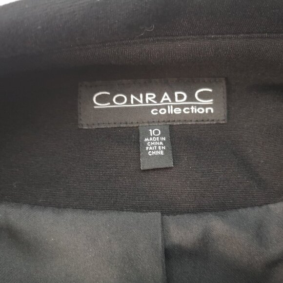 Conrad C Collection Ladies Size 10 Black & White Full Offset Zipper Lined Blazer - Picture 3 of 10